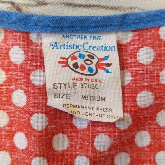 VTG Artistic Creation Red + Blue Apron w/Mushrooms - Picture 5 of 8